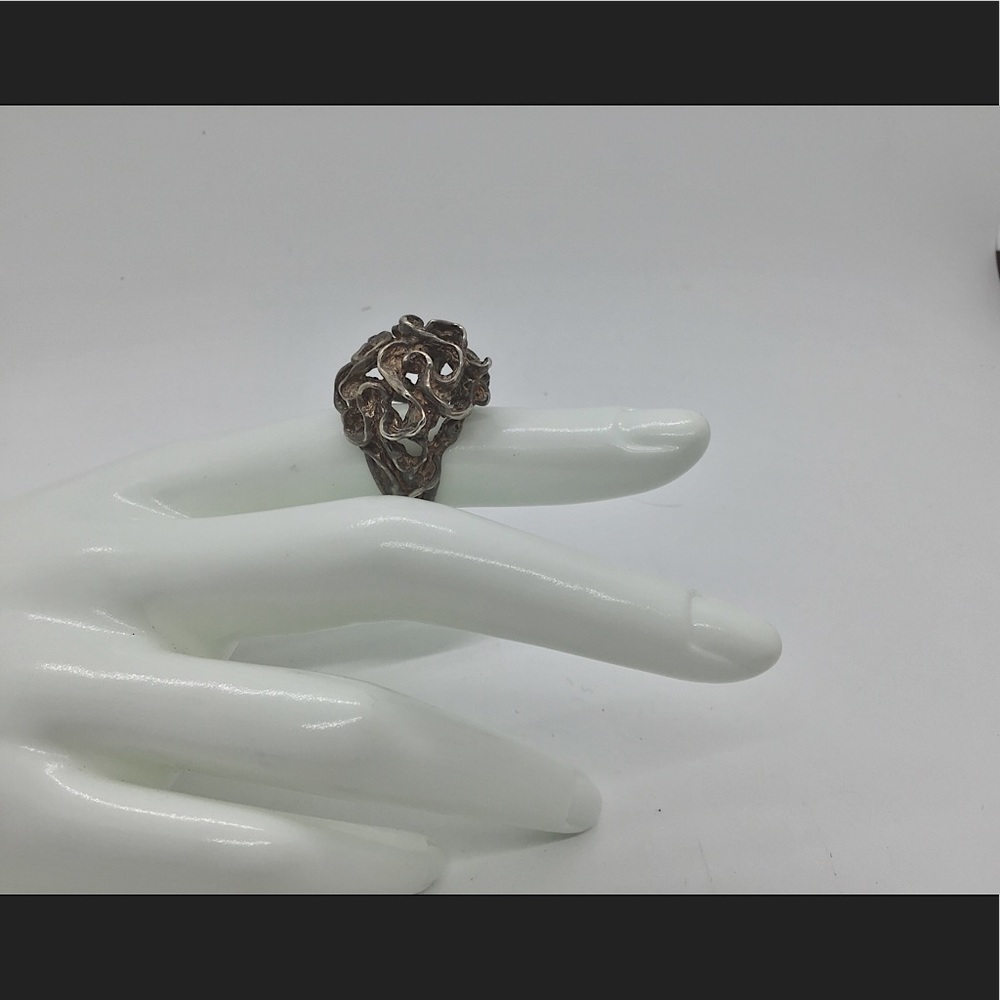 Sterling Handcrafted Freeform Statement Ring - image 4